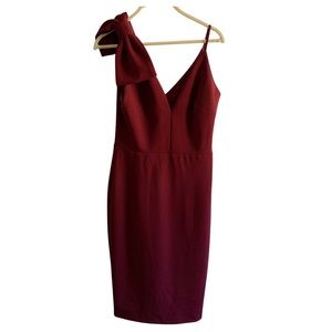 Betsy and Adam red dress with bow